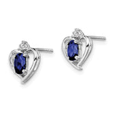 925 Sterling Silver Sapphire & Diamond Earrings with Rhodium-Plated Finish  Elegant Birthstone Design